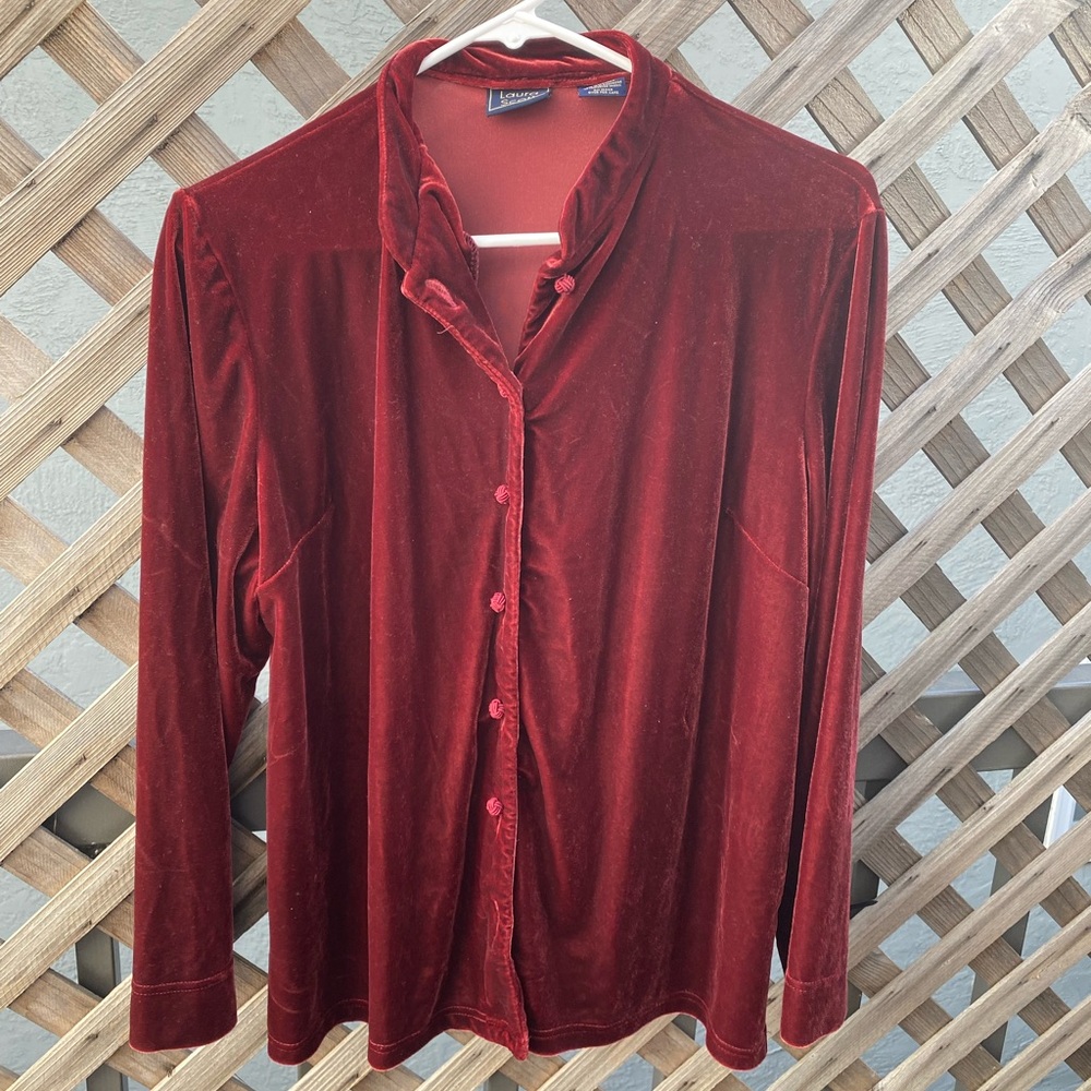 Laura Scott Red Velvet Button Up